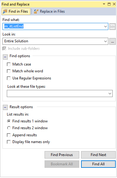 Find in Files C++ Find in Files