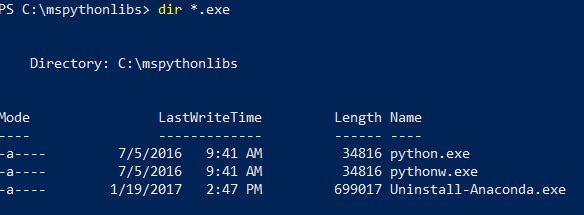 List of Python executables