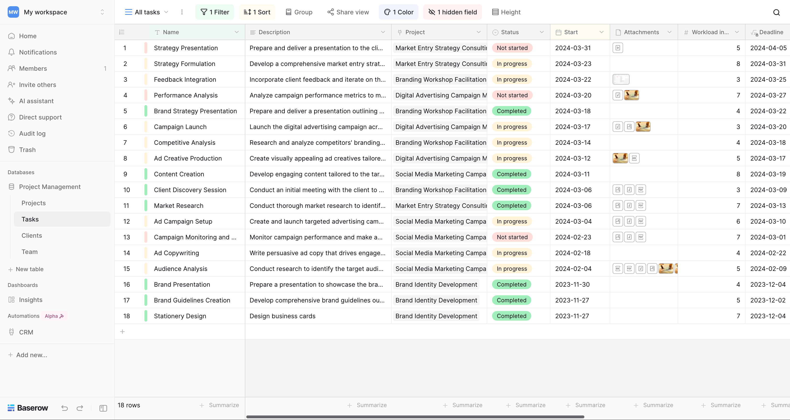 Baserow database screenshot Baserow database screenshot