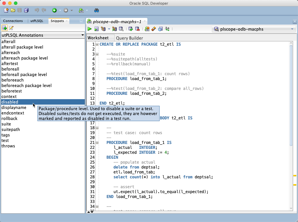 utPLSQL Annotations