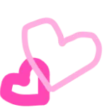 overlay text feature in whatsapp showing two pink hearts