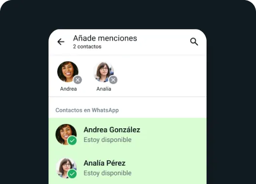 ejemplo de la función para mencionar en tu estado de whatsapp y que se enteren de que compartiste algo