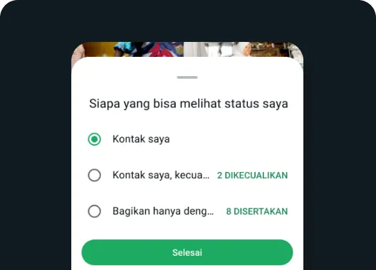 fitur siapa saja yang bisa melihat status Anda di WhatsApp yang menunjukkan Anda bisa memilih orang-orang yang bisa melihat status