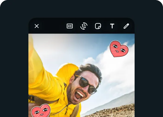 mother and daughter image in whatsapp with heart stickers showcasing personal touches