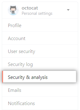 Security and analysis settings