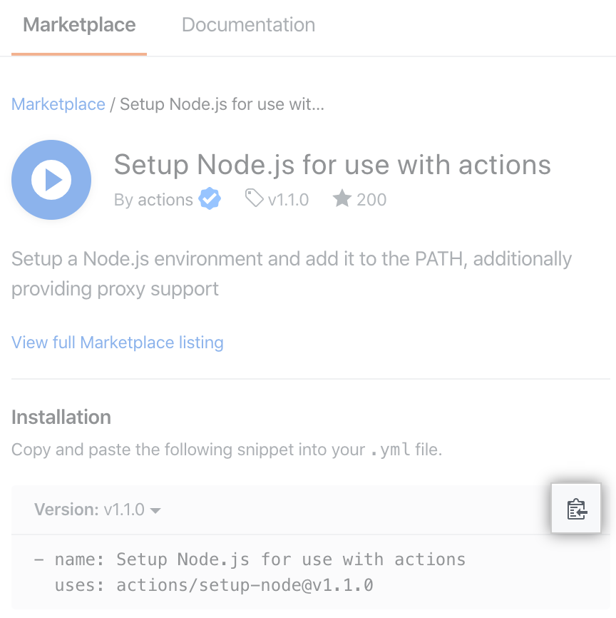 View action listing