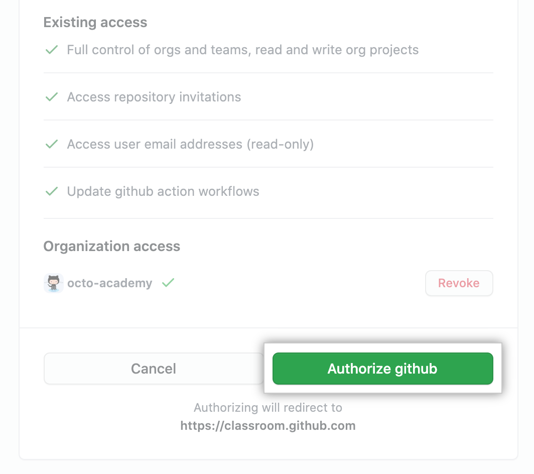 单击组织的"Authorize(授权)"按钮