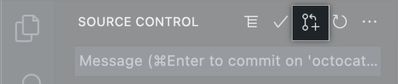 Source control sidebar with staging button highlighted